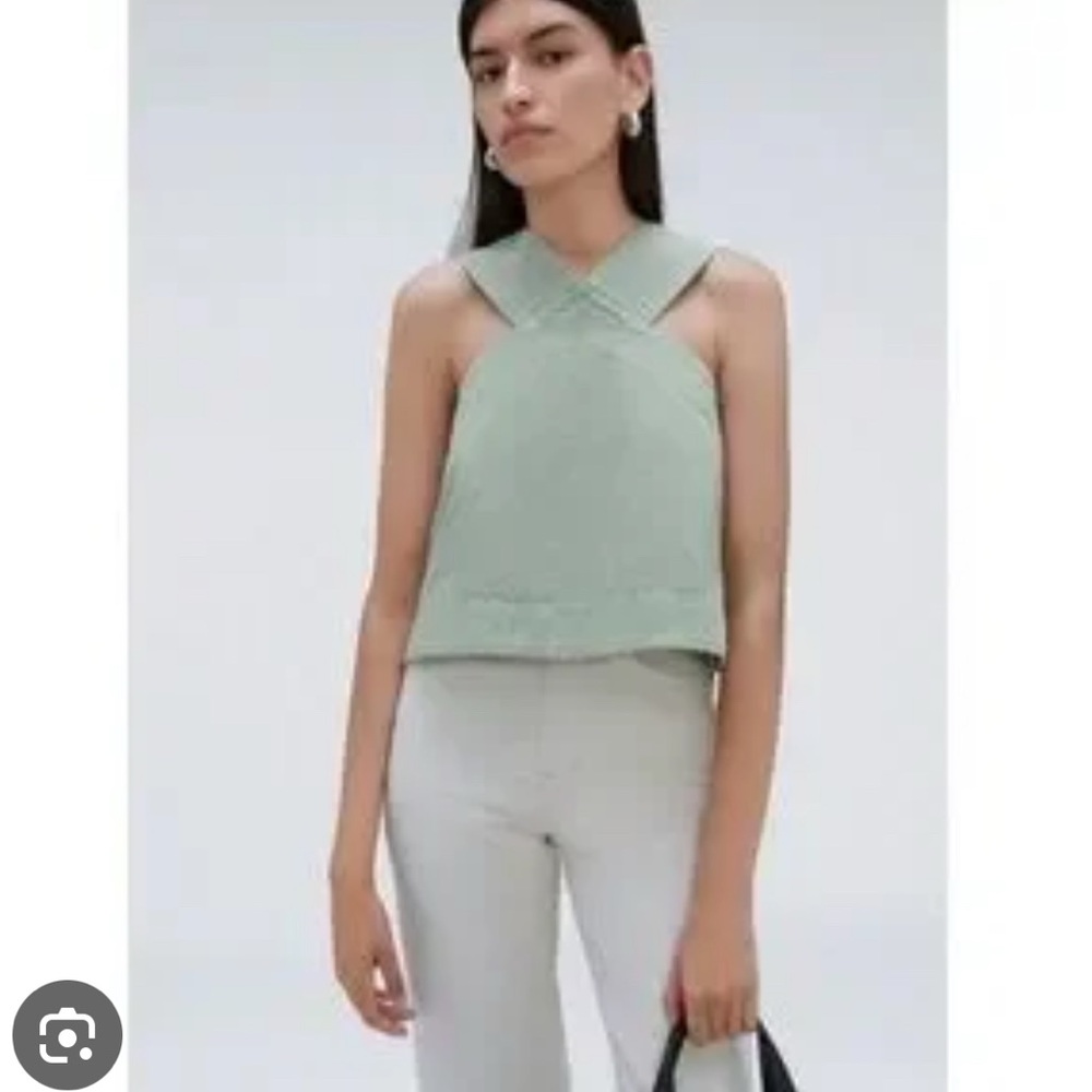 Everlane The Cross Front Apron Top in Cream